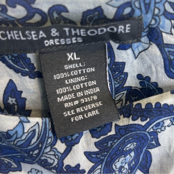 💙NWT Chelsea & Theodore Blue & White Paisley Print Tiered Maxi Dress Size XL🤍 - Picture 9 of 14